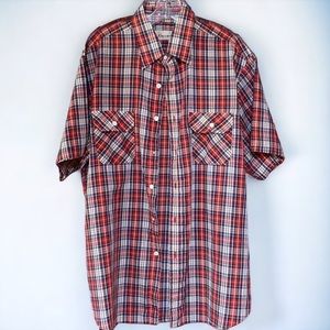 Vintage 1980s Kingsport light‎ weight plaid button down shirt L
